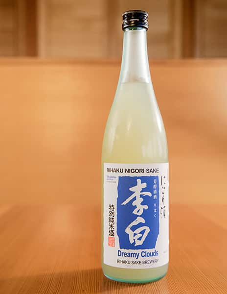 a bottle of Shimane sake in a kappo style restaurant