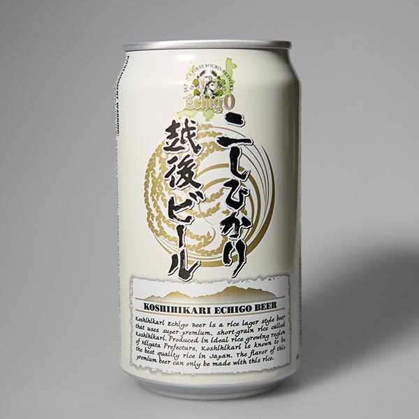 A can of Echigo rice beer from Niigata, Japan.