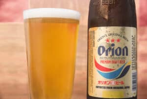 a full pint of golden-colored Japanese beer