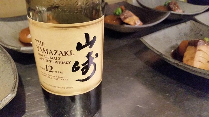 Yamazaki 12 year bottle and black cod