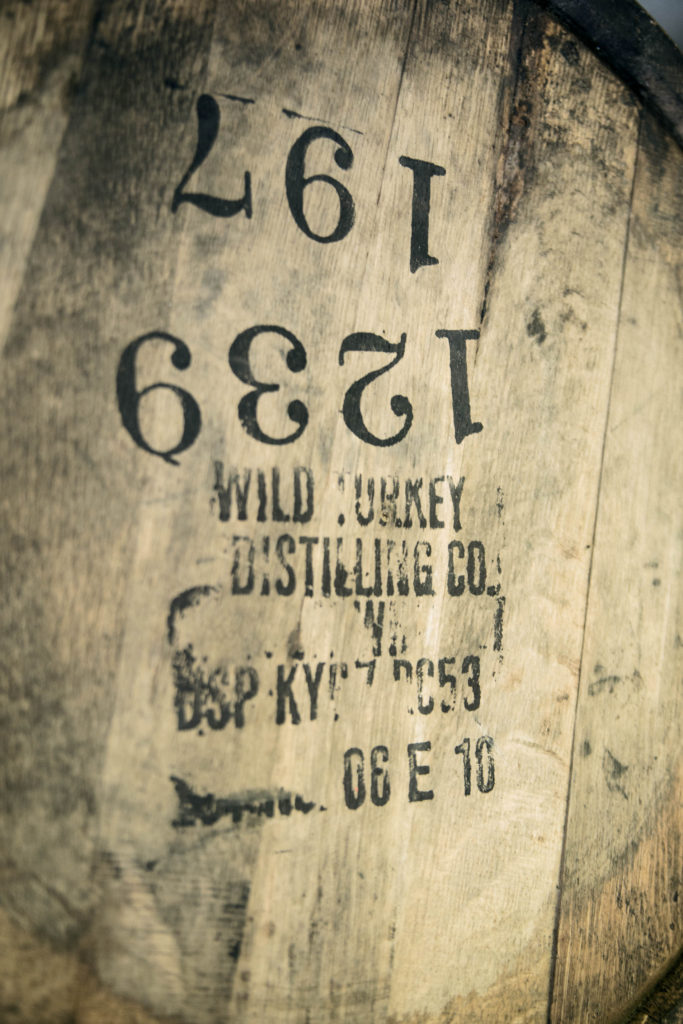 closeup of a wooden Bourbon barrel