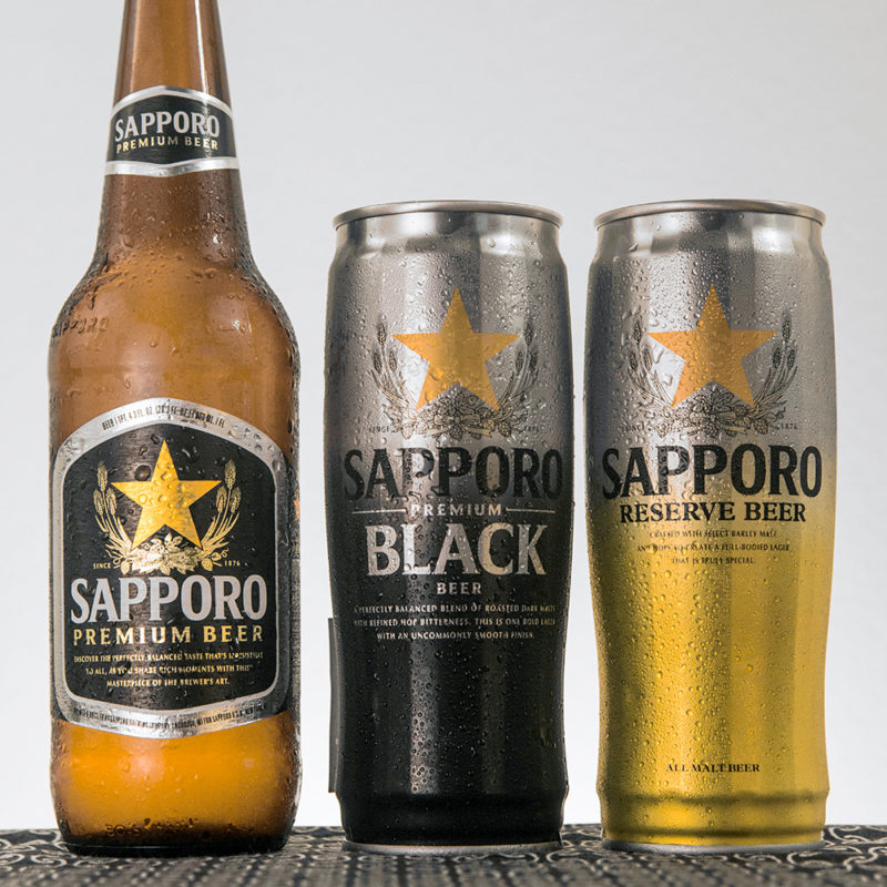 Three popular beers from Sapporo. 