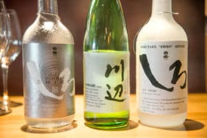 three bottles of rice shochu