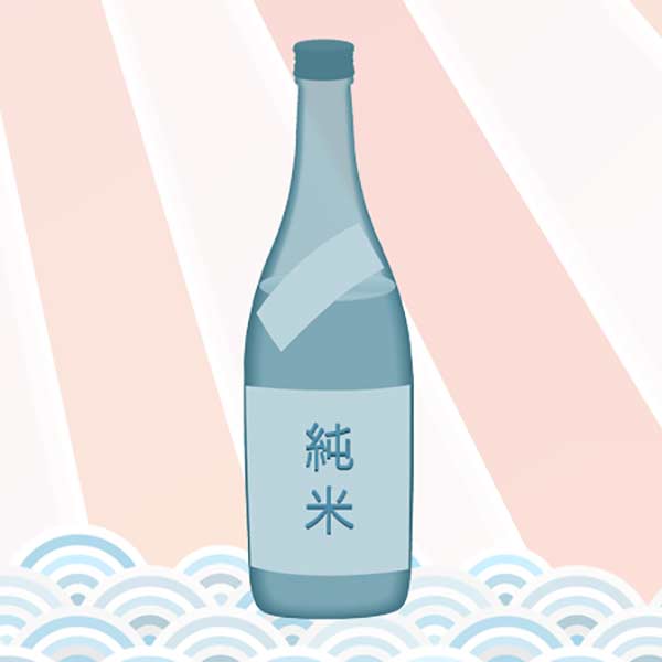 A blue-green bottle of Junmai sake.