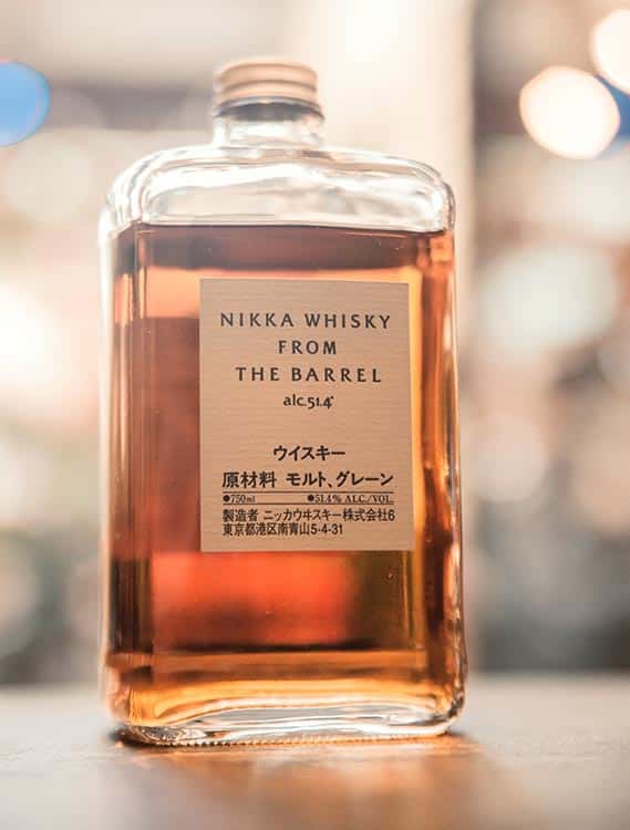 a bottle of Japanese whisky in an izakaya