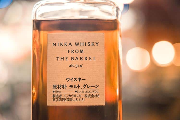 a square bottle of blended Japanese whisky