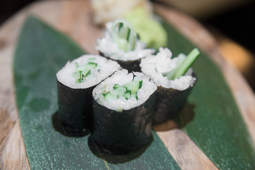 a cucumber sushi roll