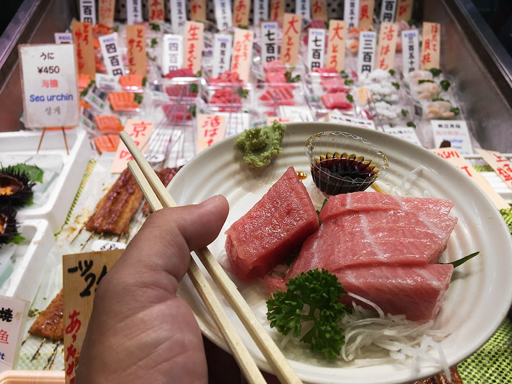 toro sashimi at a street market