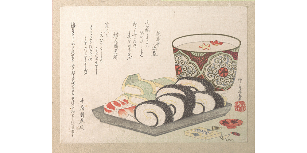 Edo period woodblock art of sushi
