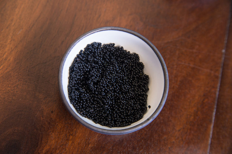 flying fish roe dyed with squid ink