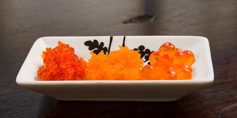 flying fish, smelt, and salmon roe