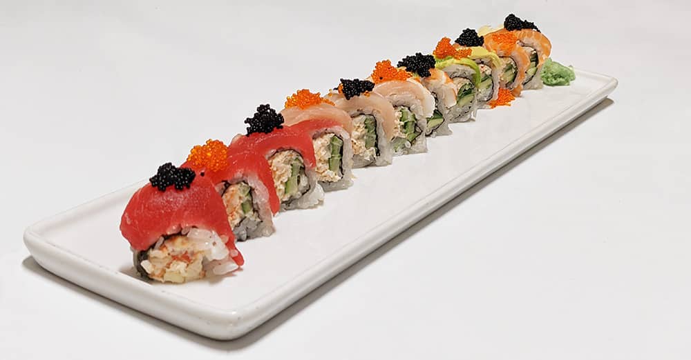 a colorful sushi roll 