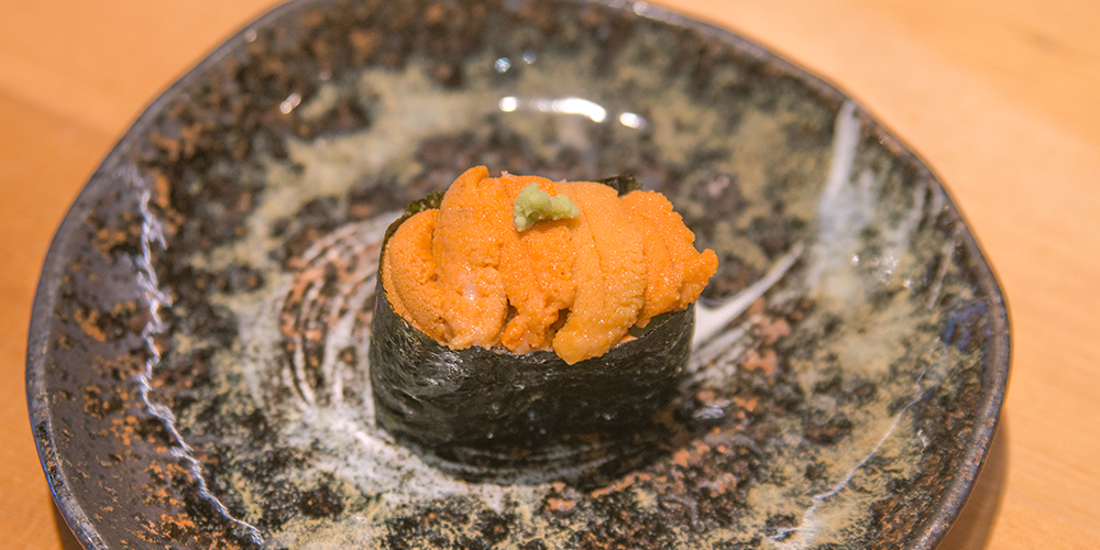 a piece of Hokkaido uni sushi