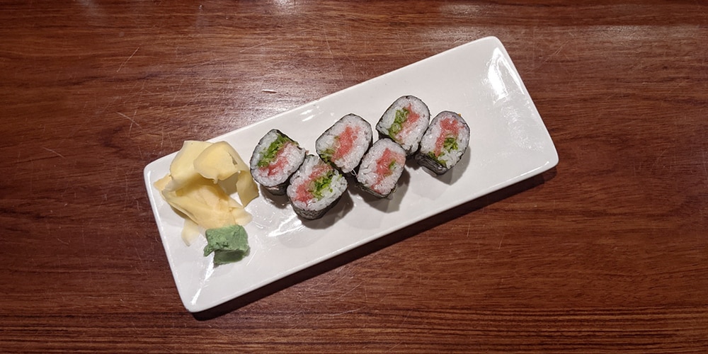 a hosomaki sushi roll with tuna
