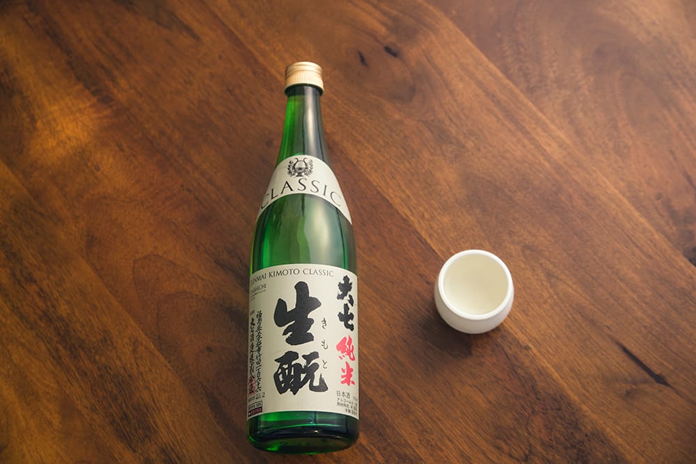 a bottle of Fukushima kimoto sake