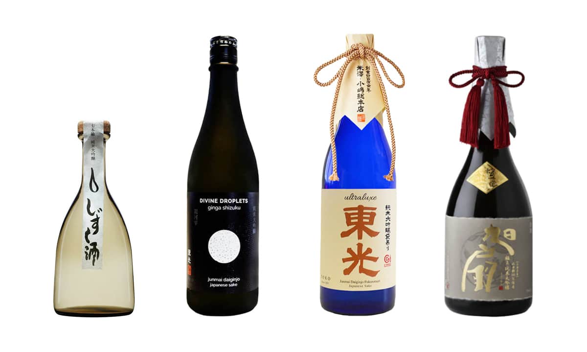 four bottles of sake